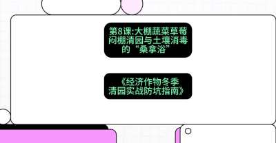 第8节：【大棚蔬菜草莓】闷棚清园与土壤消毒的&ldquo;桑拿浴&rdquo;，课程：《经济作物冬季清园&middot;实战防坑指南》#识农AI